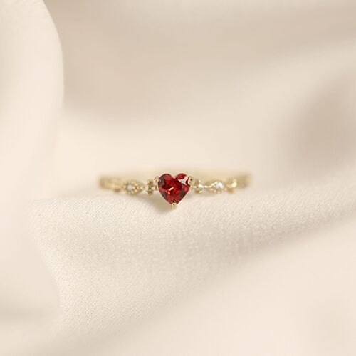 S925 sterling silver plated 14k gold platinum women's ring tail ring love ruby ​​Japanese style elegant and fresh