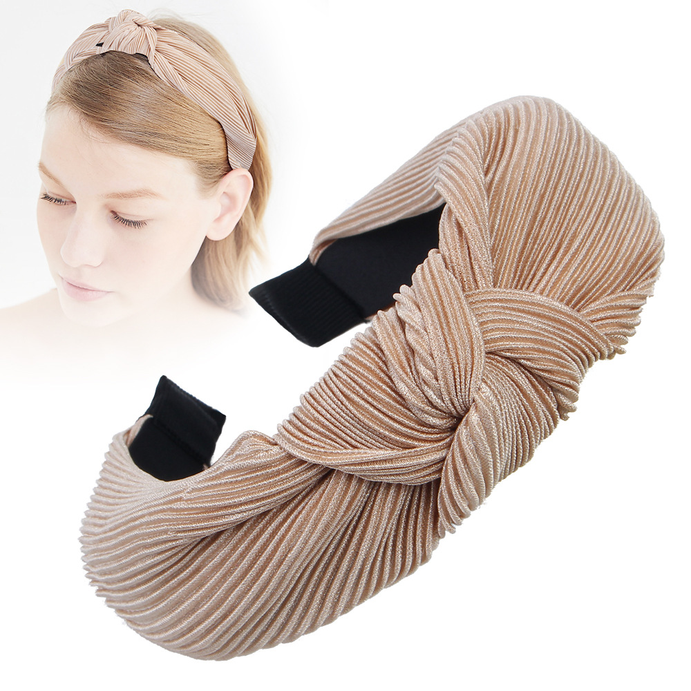 New Fashion Crepe Wave Korean Knitted Fabric Cross Knotted Headband Nihaojewelry Wholesale display picture 10