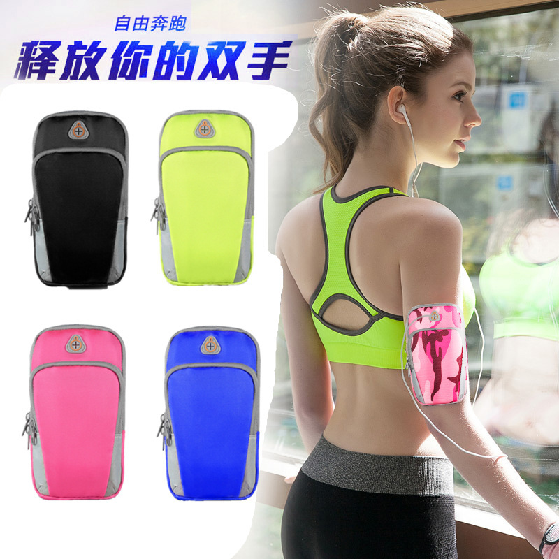 Cross-border spot mobile phone arm bag outdoor arm bag men's and women's sports arm bag earphone hole running arm bag