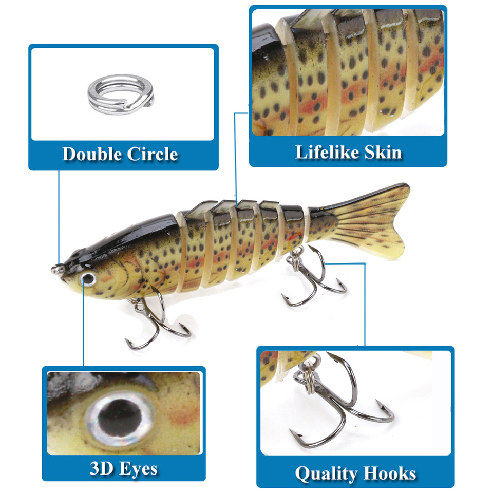 Sinking Water Jointed Lure 100mm/15g Hard Plastic Swimming Baits 6 Jointed Fishing Tackle