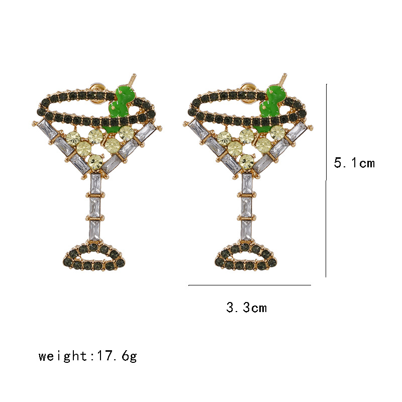 The new simple wine glass full diamond earrings wild diamond earrings wholesalepicture1
