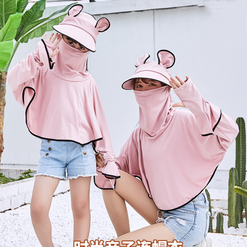 Sunscreen ultraviolet-proof Traveling Sunscreen face shield Sunscreen Hat summer Ride a bike Covering her face Neck protection Borneol Parenting