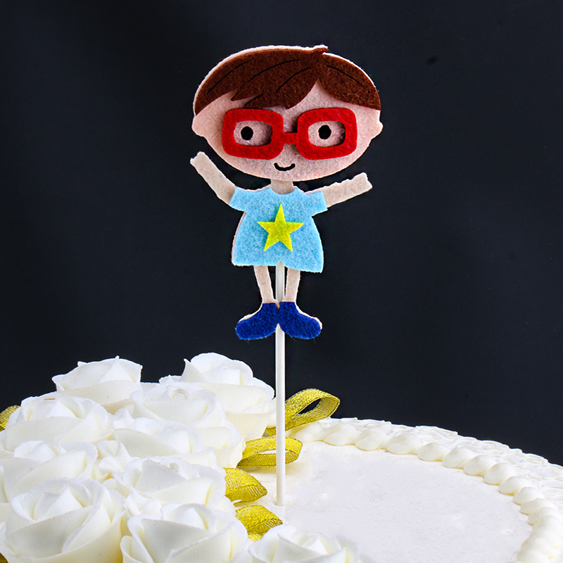 创意无纺布搞笑可爱插件烘焙装饰品机聚会结婚生日气氛插排儿童