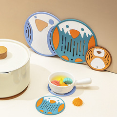 Household Cartoon Insulated Mat Large PVC Dining Table Mat Kitchen Anti-Scald Pot Mat Creative Thick Anti-Slip Small Cup Mat