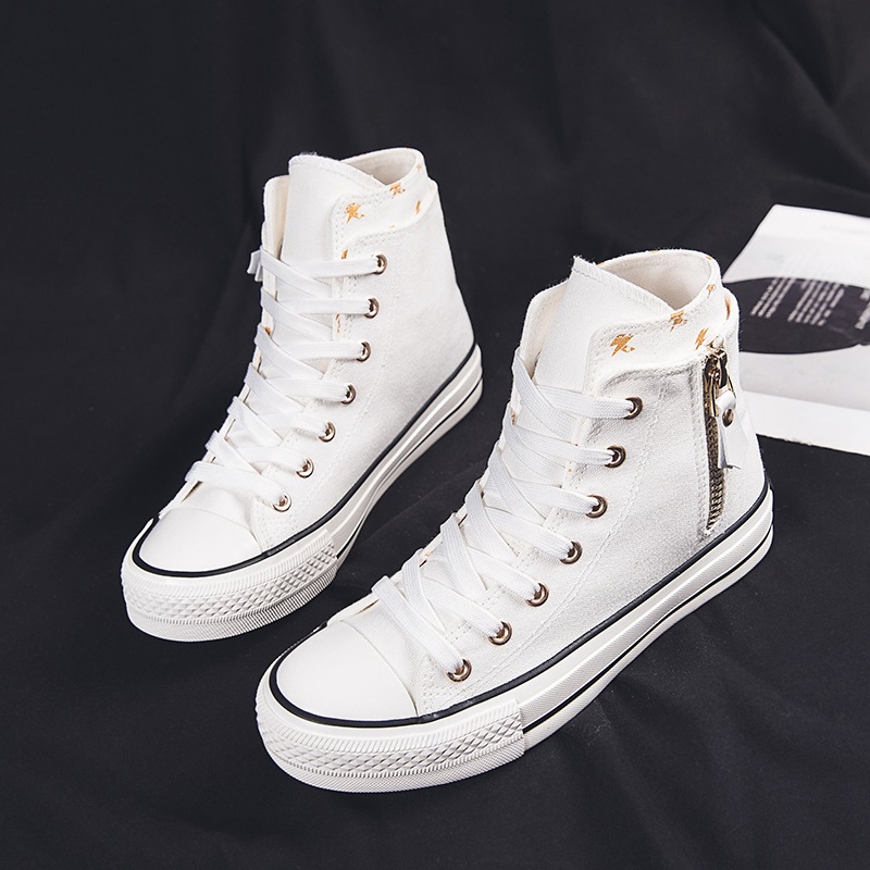 Nieuwe hoge canvas schoenen dames S-schoenen Koreaanse versie van de studenten Alle match sneakers Casual schoenen met hoogteverhoging Kleine witte schoenen_voghion.com
