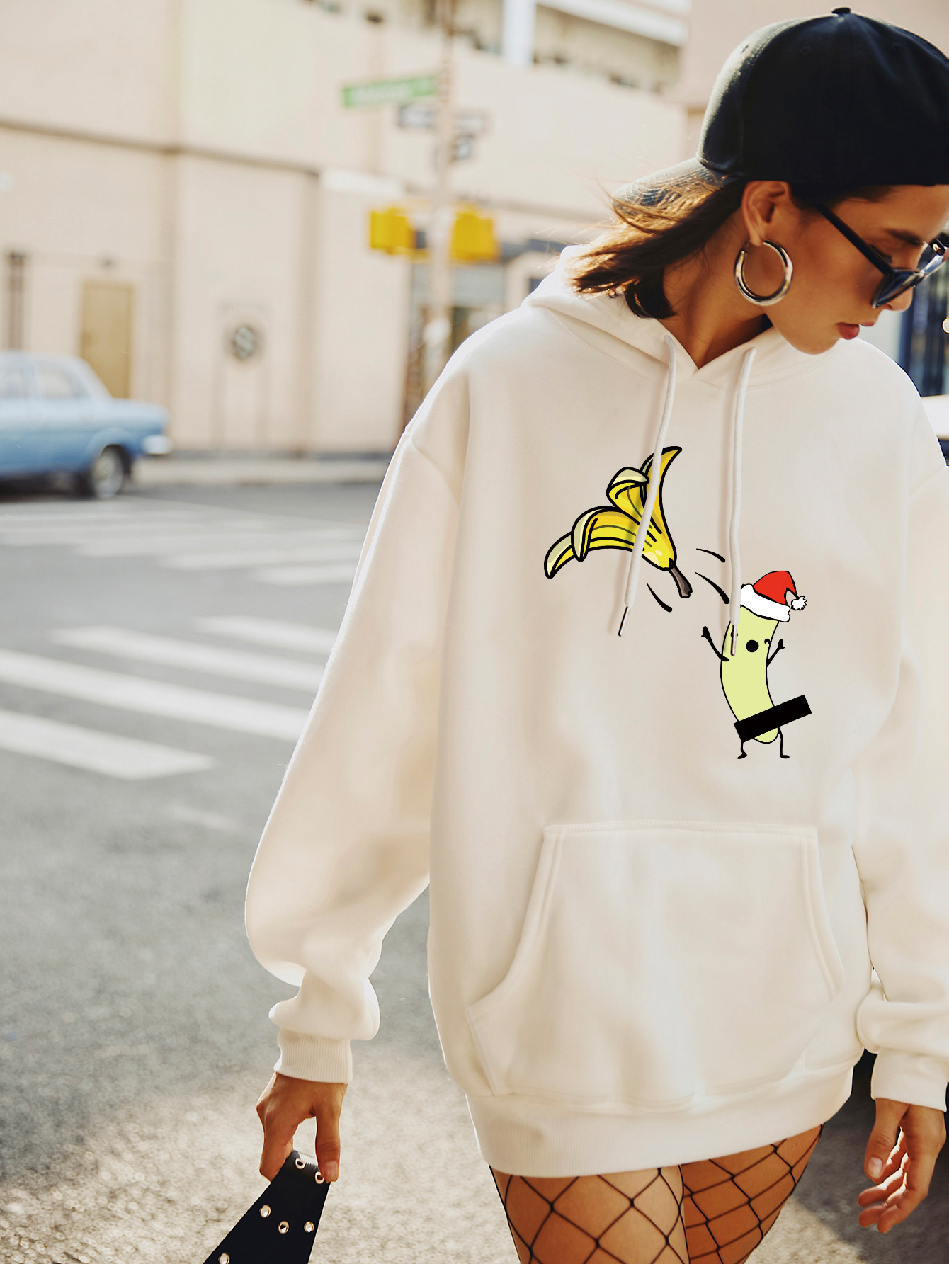 women's autumn and winter Christmas funny banana plus size hooded sweater NSSN4160
