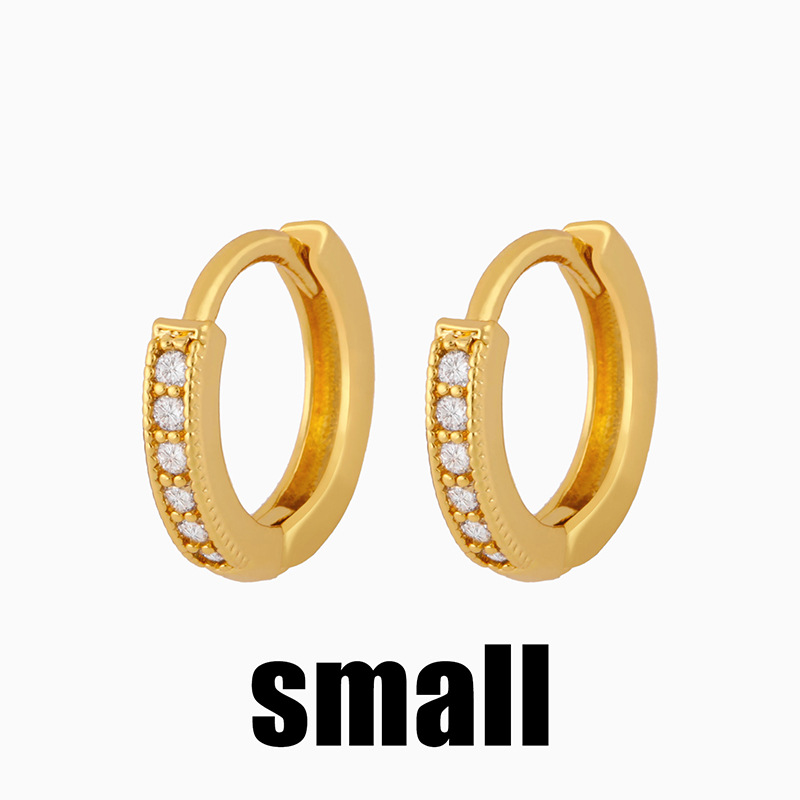 1 Pair Simple Style Geometric Round Inlaid Zircon Copper 18k Gold Plated Hoop Earrings display picture 6