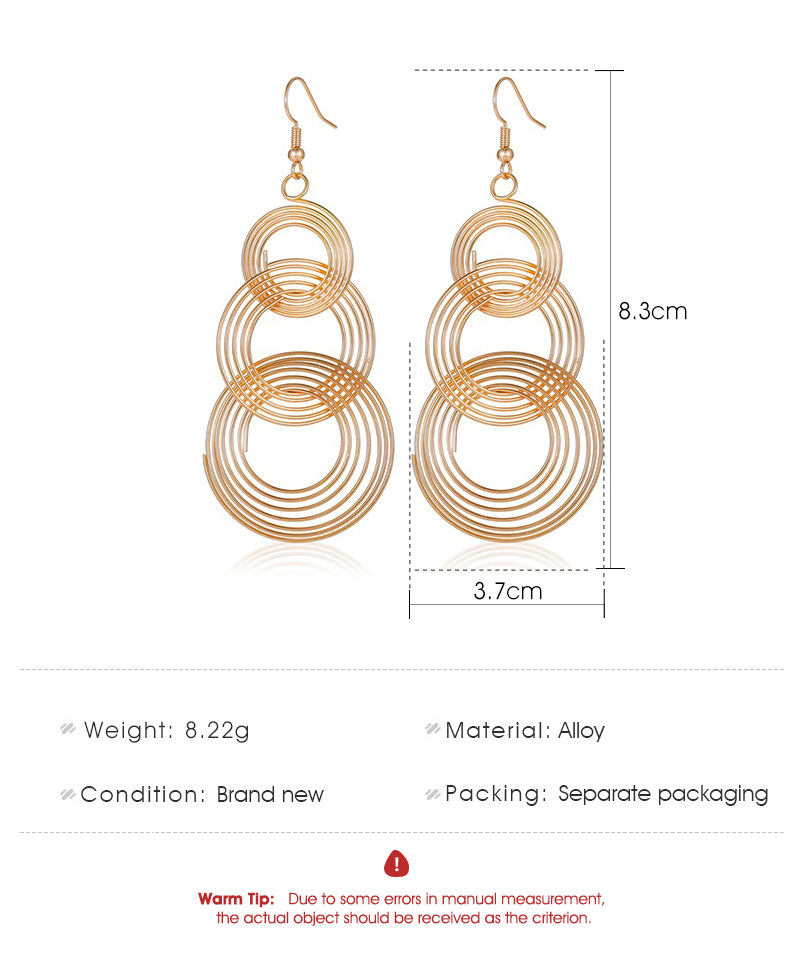 New Metal Multi-layer Circle Earrings Exaggerated Retro Large Circle Long Earrings For Women Nihaojewelry Wholesale display picture 1