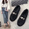 hyoma  Autumn and winter Plush Doug shoes Korean Edition A pedal keep warm Lambswool Large Flat shoes