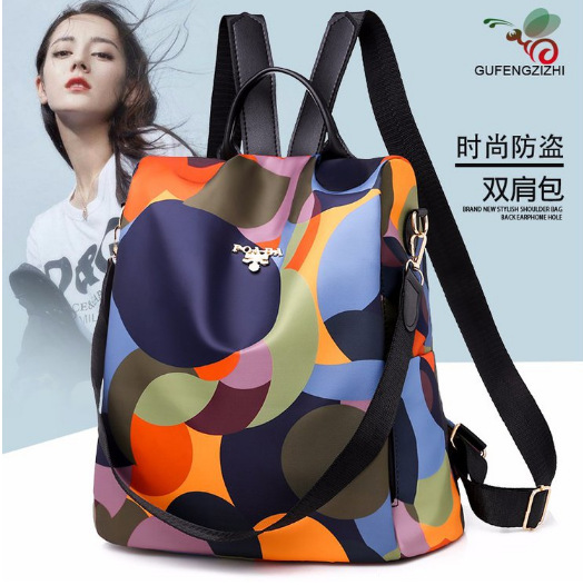 Nuevo estilo de campus de gran capacidad de nylon impermeable antirrobo viaje multifuncional estilo coreano mochila mujer color sólido todo a juego