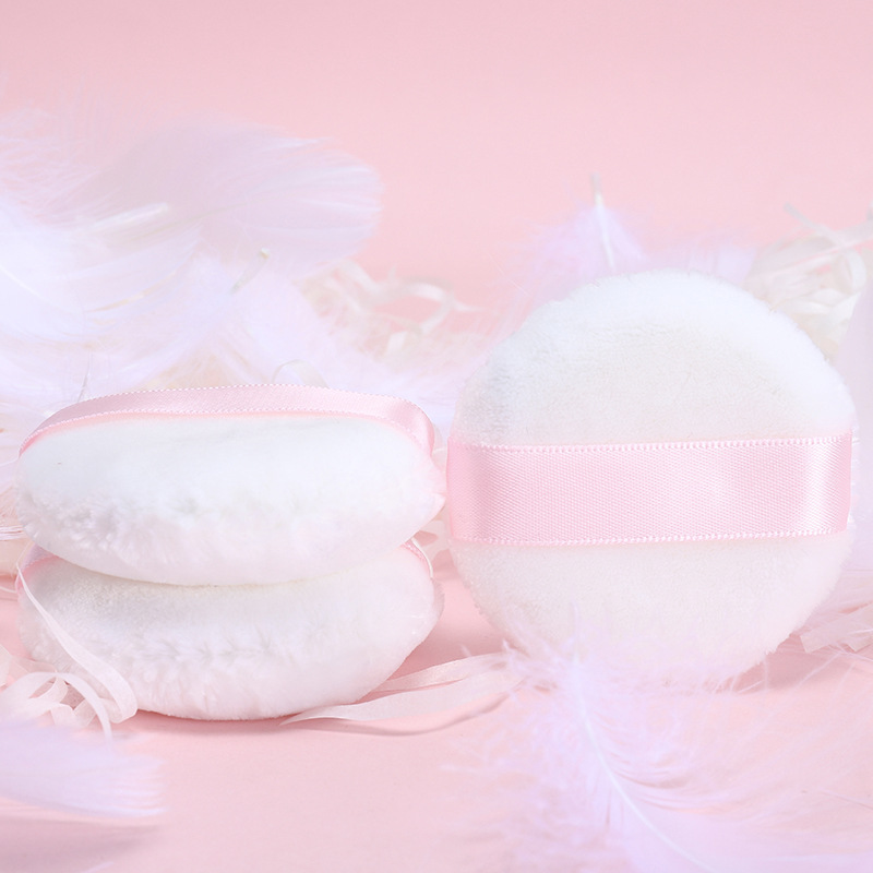 Tamaño pequeño soporte de doble cara soplo de polvo de terciopelo maquillaje redondo soplo de polvo de terciopelo largo polvo suelto herramientas de belleza súper suave flocado soplo de polvo de miel