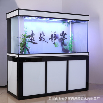 玻璃鱼缸水族箱铝合金边下滤客厅龙鱼缸超白玻定制1.5米厂家批发|ms