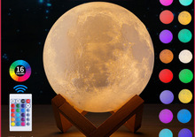 3D打印月球燈中秋伴手創意禮品小夜燈一體成型充電七彩LED月亮燈