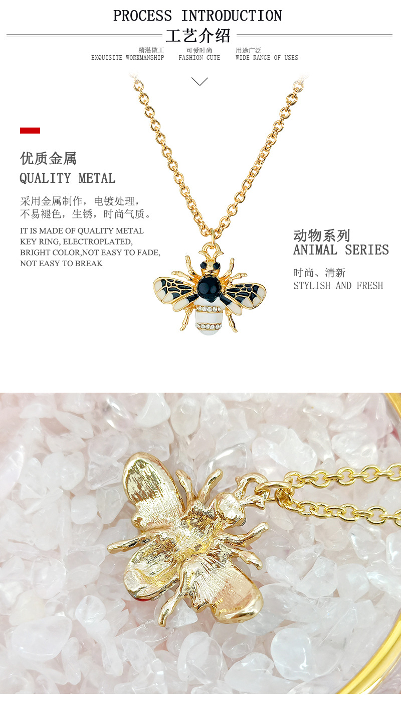 New Simple Insect Pendant Diamond Alloy Bee Necklace Fashion Wild Clavicle Chain Ornaments display picture 2