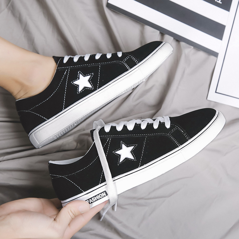 春夏季男鞋百搭学生鞋星星帆布鞋潮鞋韩版原宿风休闲鞋子男板鞋