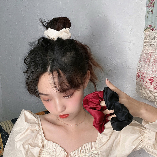 2pcs French Satin scrunchies large intestine hairpin hair band female hair rope ball headband hair ornament