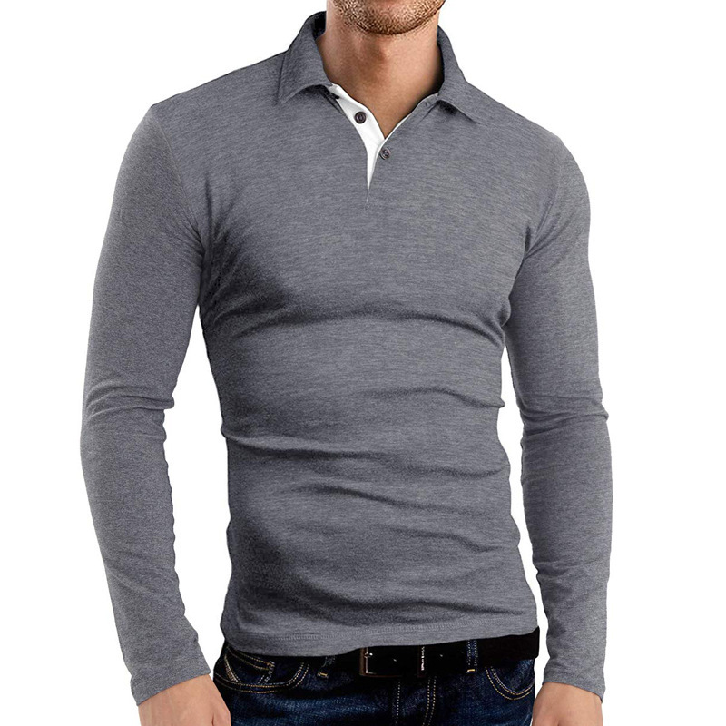 Men's Long Sleeve Lapel Polo Shirt Men's Business Golf Shirt Men's T-shirt_voghion.com