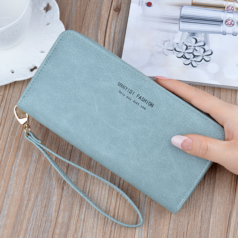 new pattern wallet lady have more cash than can be accounted for zipper clutch bag High-capacity Wallet Simple Retro mom Soft leather Mobile phone bag