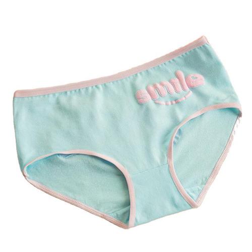 New style underwear, ladies cute smiley face cartoon girl mid-waist women's briefs wholesale