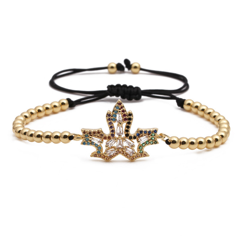 Fashion Micro Set Zircon Maple Leaf Bracelet Pulsera Con Cuentas De Cobre display picture 1