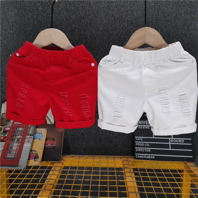 Children'S Perforated Denim Shorts Summer New Baby Versatile Capris Boys And Girls Fashion Pants