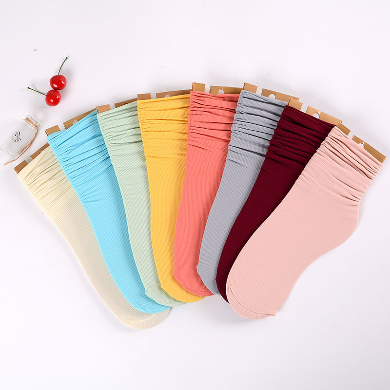 Japanese solid color middle tube socks