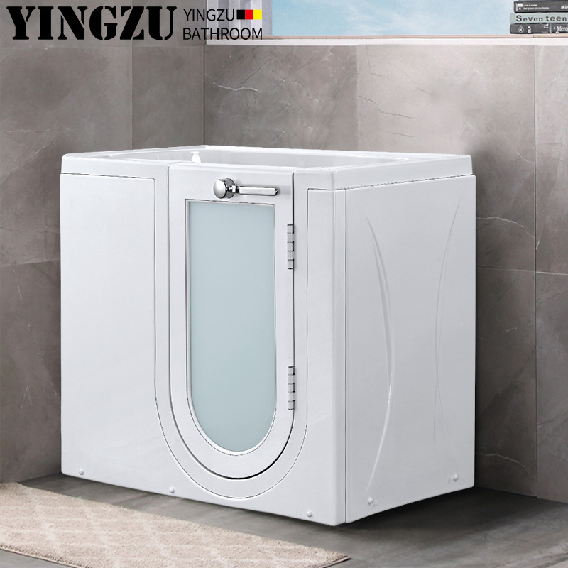 英族步入式浴缸家用老人恒温无障碍深泡坐式加热侧开门防滑小浴缸|ru