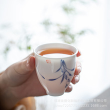 廠家批發家用陶瓷茶杯 中式仿古白酒杯 手繪小酒杯
