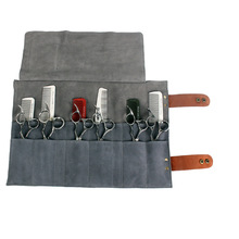 皮革美容美发剪刀袋 可折叠美发工具卷包  大容量12支梳子包卷包