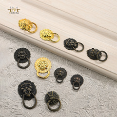 Antique Lion Head Style Alcohol Box Pull Decorative Knob, Blue Green Copper European Alloy Single Hole Wardrobe Cabinet Home Furnishing Drawer