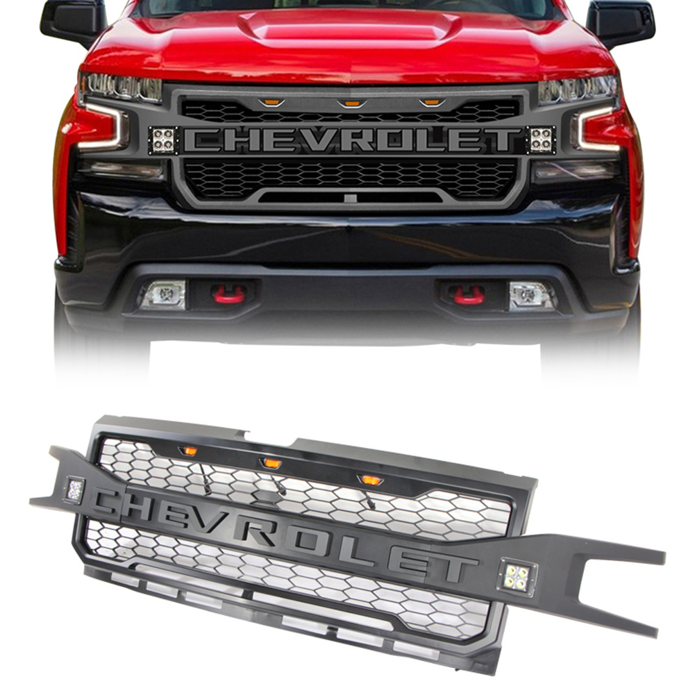 Front Grille for Chevrolet Silverado 1500 2019 2020 Grey Bumper w/3+2