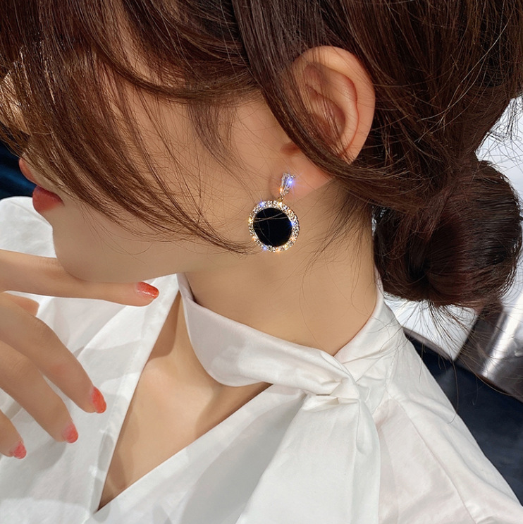 1 Pair Fashion Round Alloy Inlay Rhinestones Women's Drop Earrings display picture 3