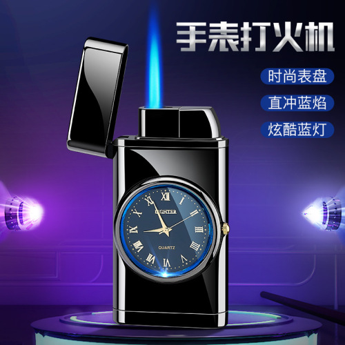 602 watch direct charging inflatable lighter real dial blue light multifunctional lighter personality