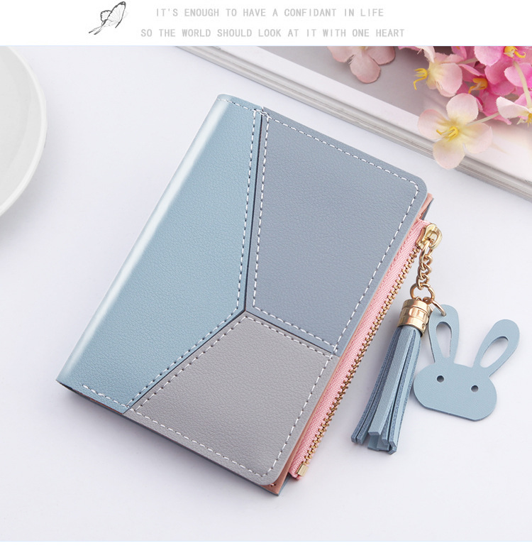 Neuer Stil Damen Brieftasche kurze Farbkontrastnhte Mnzbrse im koreanischen Stil Schnalle Reiverschluss Brieftasche Grohandelpicture12