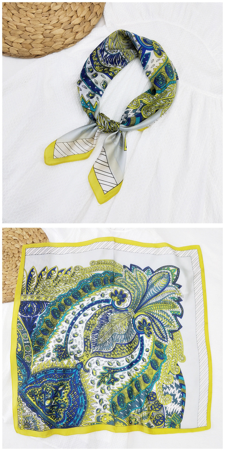 60g Weight Silk Scarf Classification Travel Occasion Silk Material Unisex Gender Printing Design Sweet Style Khaki, Grey, Red, Green, Blue, Yellow, Black Color 70 Small Square Scarf Silk Scarf Women Summer Neck Scarf Neck Protector Korean Thin Scarf 8