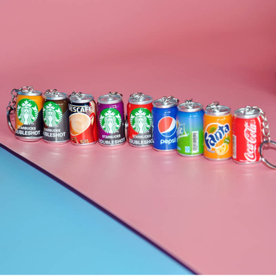 创意地摊仿真饮料瓶罐子钥匙扣挂件礼品 可爱学生书包吊坠2元店女