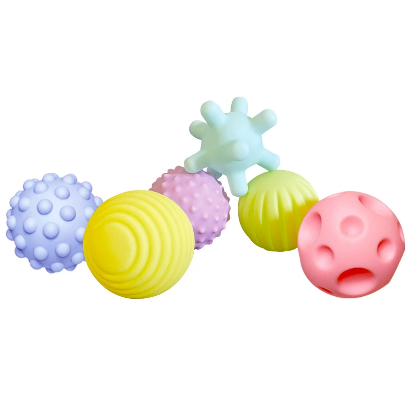 Sensory Soft Rubber Baby Massage Balls, Teether & Grasping Toy, Assorted Textures (single or 6‑pc)