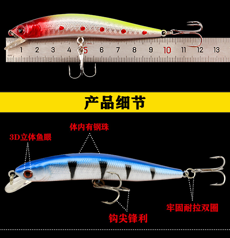 Sinking Minnow Fishing Lures Hard Plastic Baits Bass Trout Fresh Water Fishing Lure