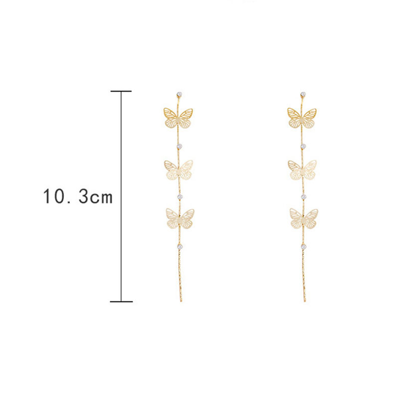 925 Silver Needle Korean Summer New Butterfly Earrings Long Section Tassel Earrings Ear Jewelry Wholesale Nihaojewelry display picture 2