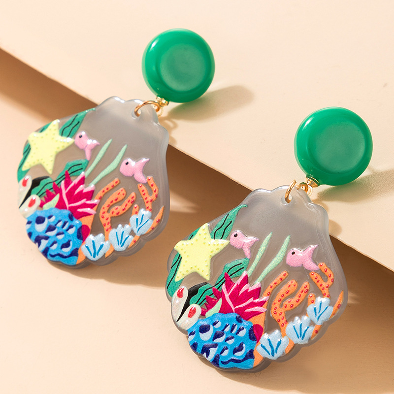 Retro Acrylic Resin Cartoon Leaf Earrings display picture 7