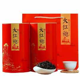 两罐红色罐装大红袍乌龙茶福建全发酵茶叶500g