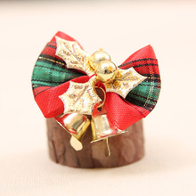 品彩装饰品圣诞蝴蝶结带铁铃铛礼品装饰圣诞树花环配件5款可选