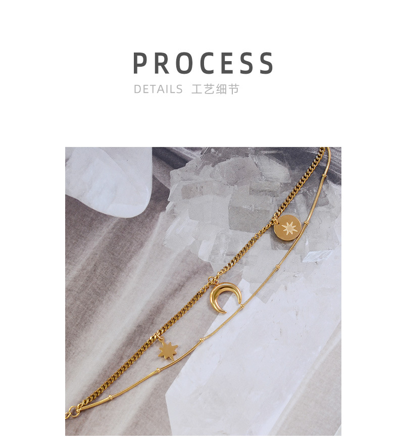 new fashion star moon sun titanium steel bracelet necklace set