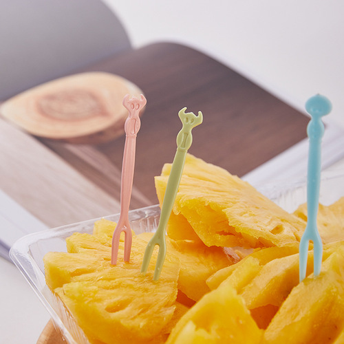 Household cute fruit fork set plastic disposable fruit pick household cake vegetable salad fork