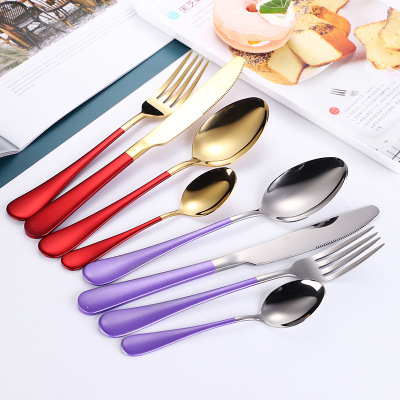 跨境不锈钢刀叉勺创意北欧风1010不锈钢餐具套装餐饮店西餐具批发|ru