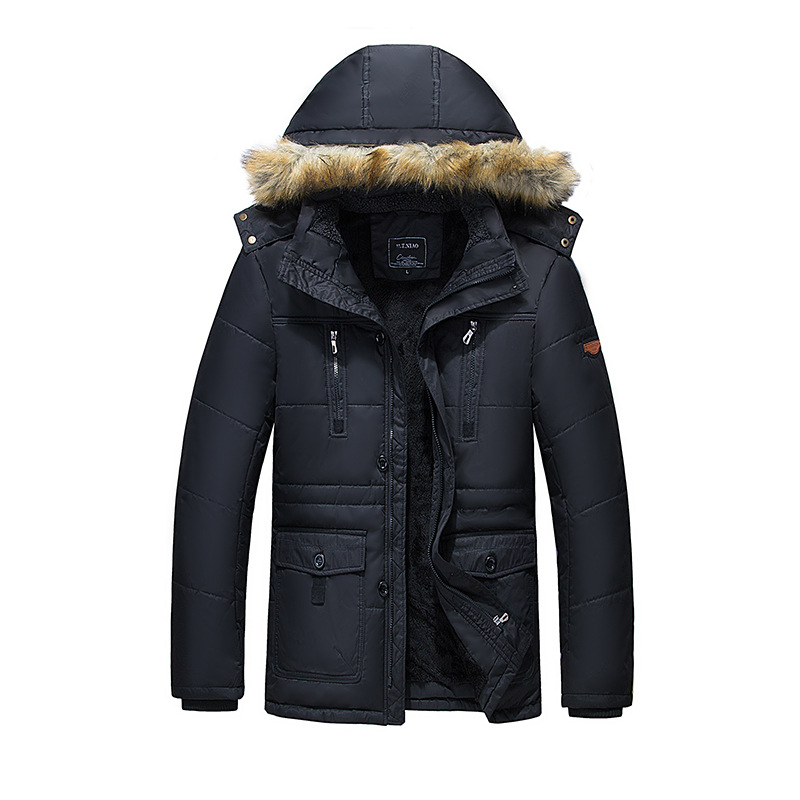 Invierno nueva chaqueta acolchada de algodón para hombre de longitud media forrada de lana cálida chaqueta delgada chaqueta acolchada de algodón casual para hombre Amazon al por mayor