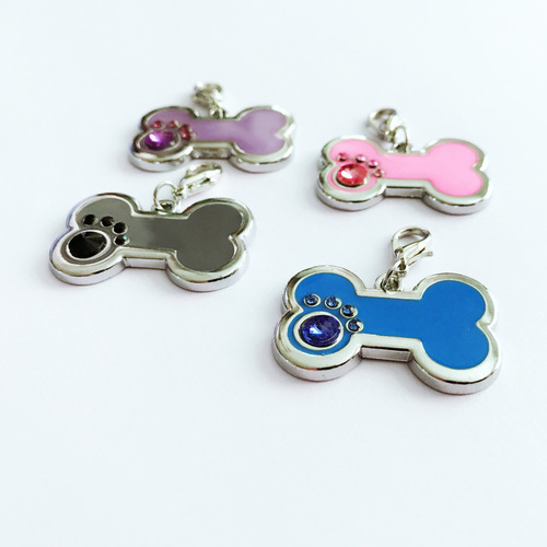 New Pet Collar Tag, Cartoon Paw Print Pet Enamel Bone Collar ID Tag, Factory Wholesale