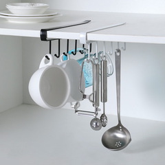 Multifunctional kitchen wrought iron traceless nail-free hooks, cabinet storage racks, multifunctional wardrobe row hooks and organizer racks