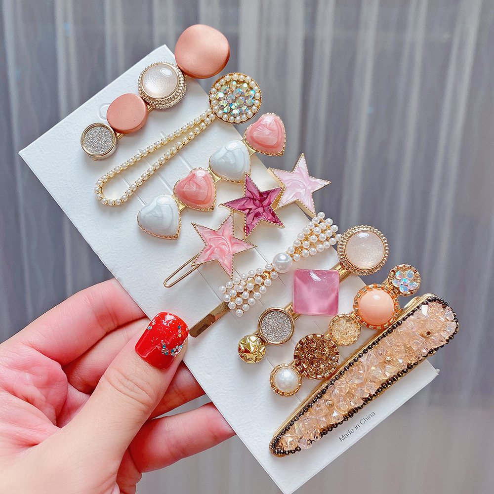 Metal Pearl Decor 8-piece Barrettes Hair Clip Set display picture 22