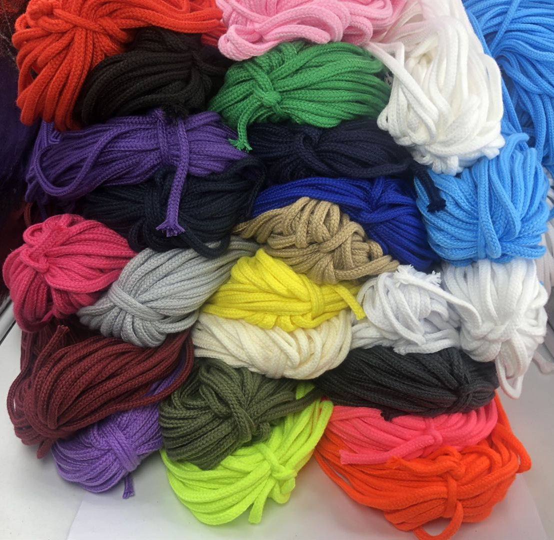 5MM粗涤棉空芯圆绳帽绳腰绳抽绳彩色编织绳不掉色色织空芯绳子带